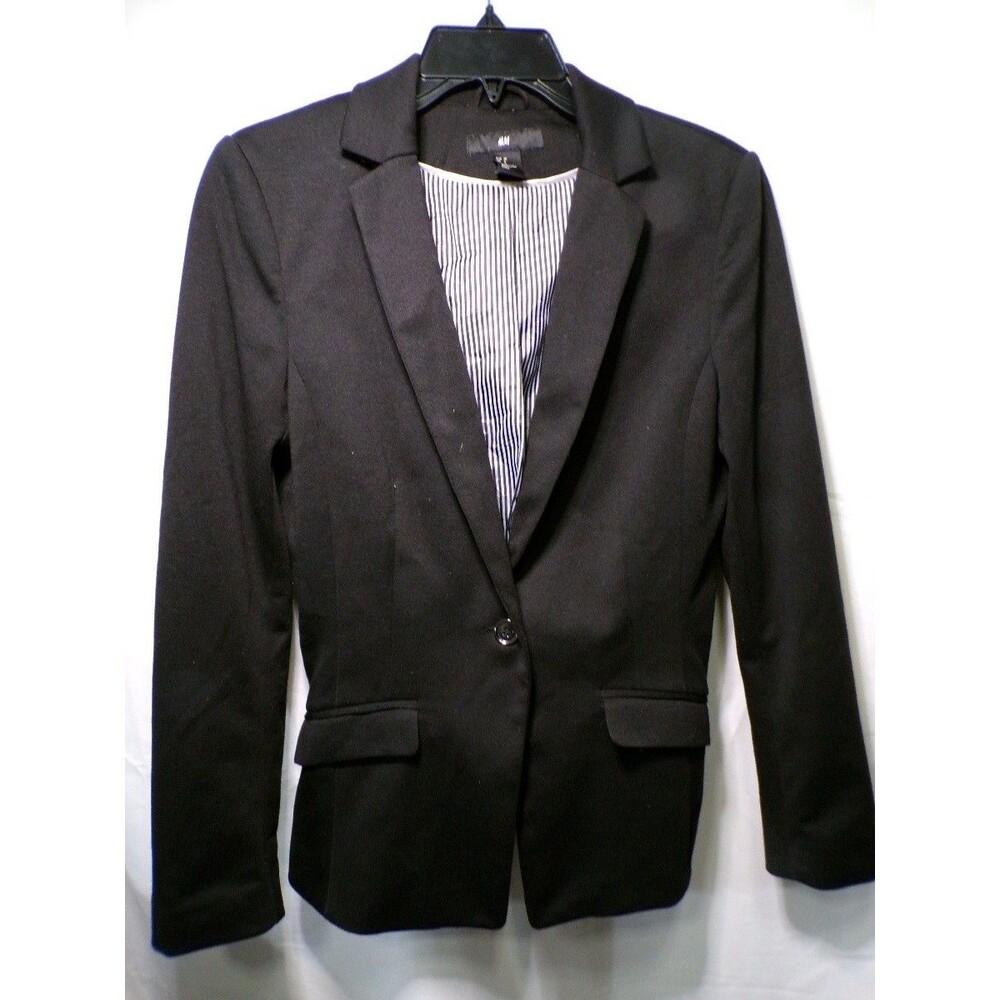H&M Women's Black Single Button Fitted Blazer Jacket EU 38 US 8 M